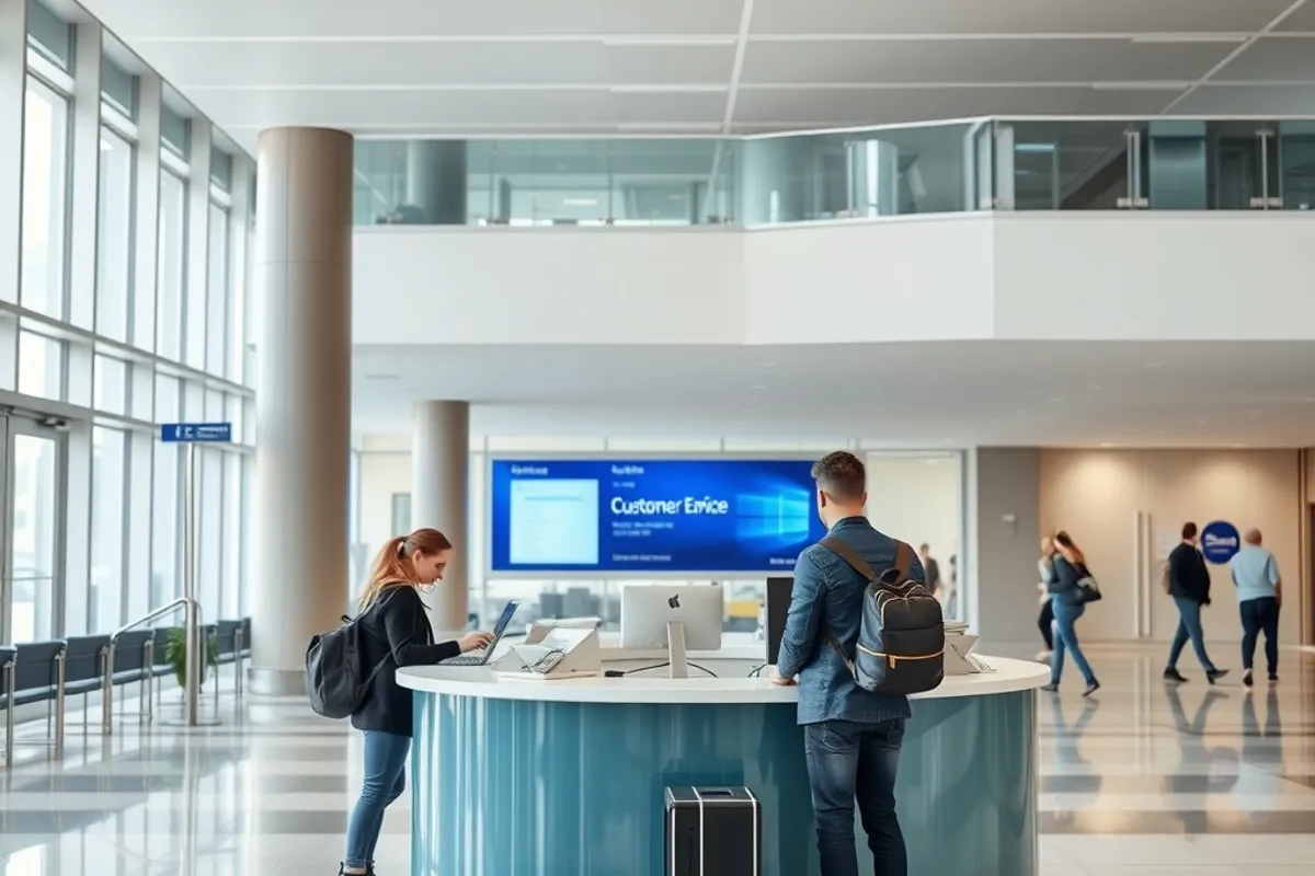 customer service desk in a bright modern public building